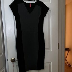 Ruby Ribbon Black and Gray Midi Dress